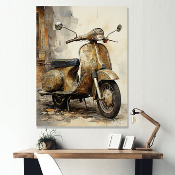 Vintage Scooter Ride - Scooter Canvas Wall Art